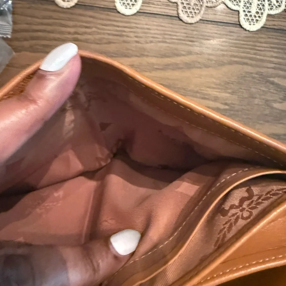 MCM Cognac Leather Wallet with Olive and Black Center Stripe - Picture 12 of 14